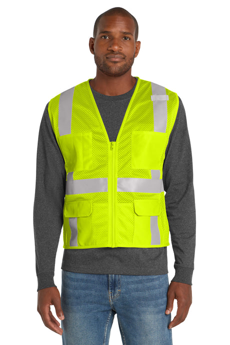 CornerStone Men's    ANSI 107 Class 2 Mesh Six-Pocket Zippered Vest