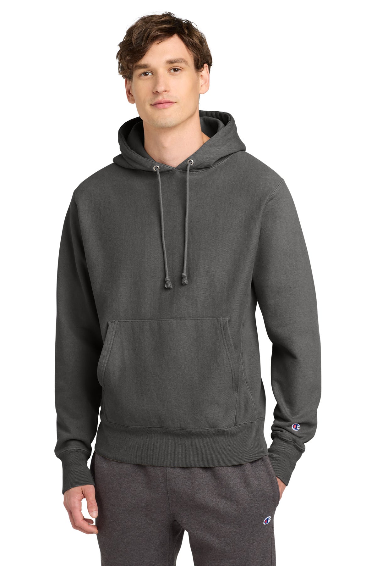 Champion Men's    Reverse Weave    Garment-Dyed Hooded Sweatshirt
