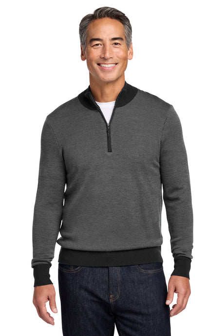 Brooks Brothers Men's   Washable Merino Birdseye 1/4-Zip Sweater BB18412