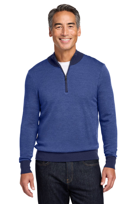 Brooks Brothers Men's   Washable Merino Birdseye 1/4-Zip Sweater BB18412