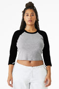 BELLA + CANVAS Women's Micro Rib Three-Quarter Raglan Sleeve Baby Tee