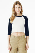 BELLA + CANVAS Women's Micro Rib Three-Quarter Raglan Sleeve Baby Tee