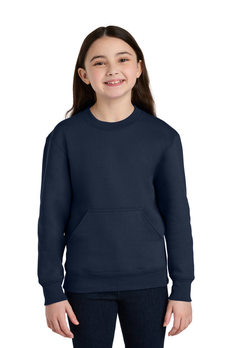 Port & Co Youth   Core Fleece Crewneck Pocket Sweatshirt PC78YPKT
