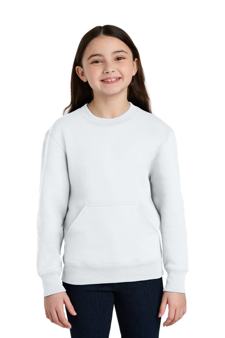 Port & Co Youth   Core Fleece Crewneck Pocket Sweatshirt PC78YPKT