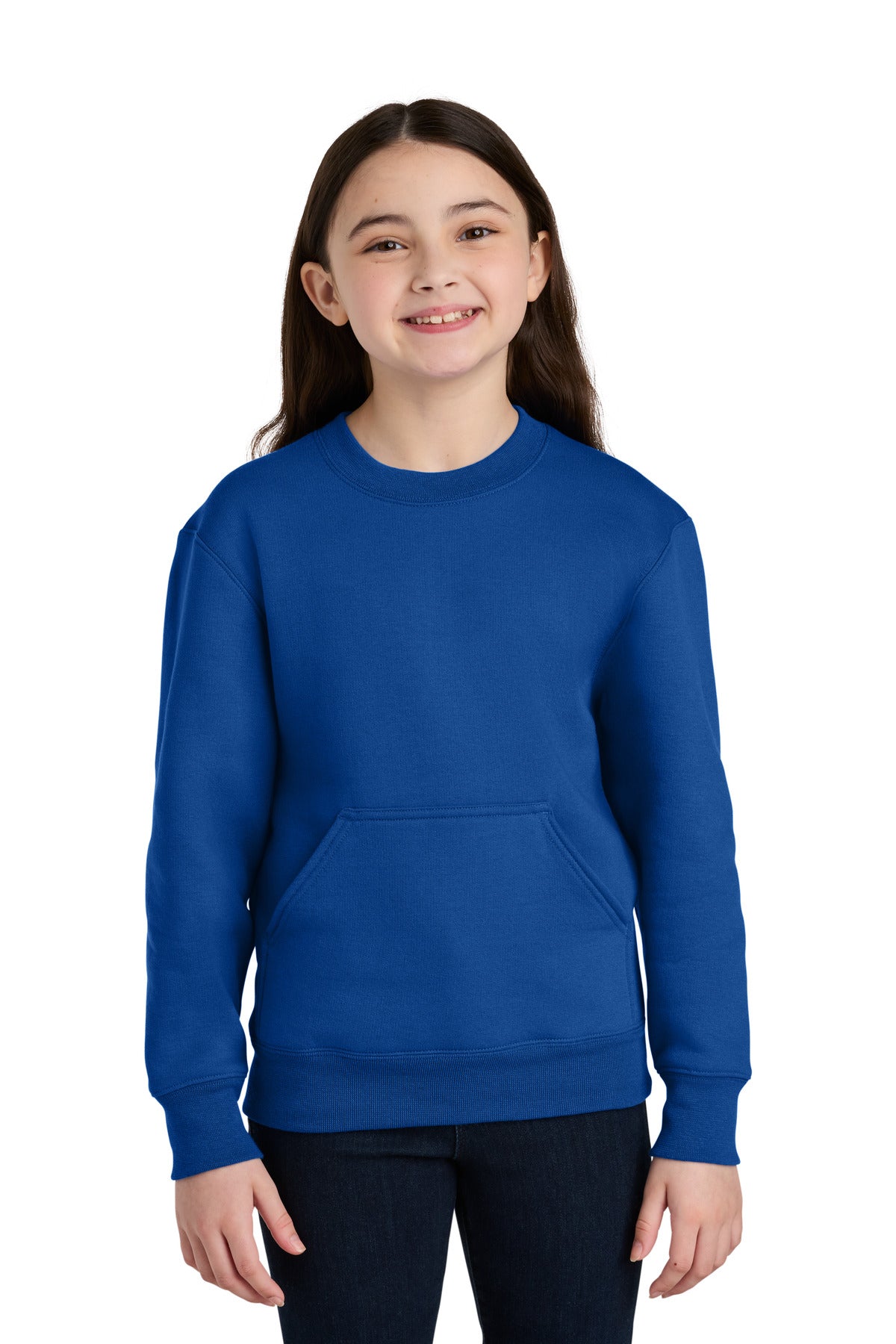 Port & Co Youth   Core Fleece Crewneck Pocket Sweatshirt PC78YPKT