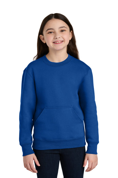 Port & Co Youth   Core Fleece Crewneck Pocket Sweatshirt PC78YPKT