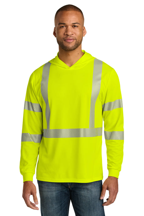 CornerStone Men's   ANSI 107 Class 3 Long Sleeve Segmented Tape Hooded Tee CS208