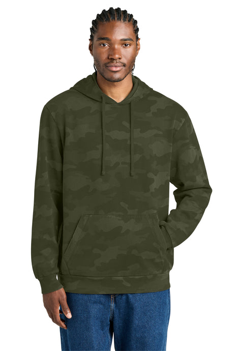 District Men's Wash   Camo Fleece Hoodie DT2200C