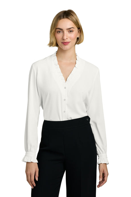 Brooks Brothers Women's   Long Sleeve Ruffle Collar Blouse BB18011