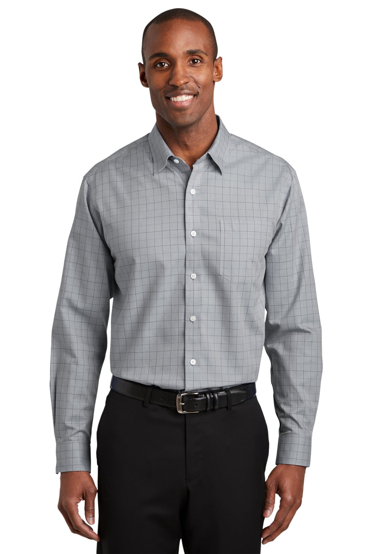 Red House Men's   Windowpane Plaid Non-Iron Shirt