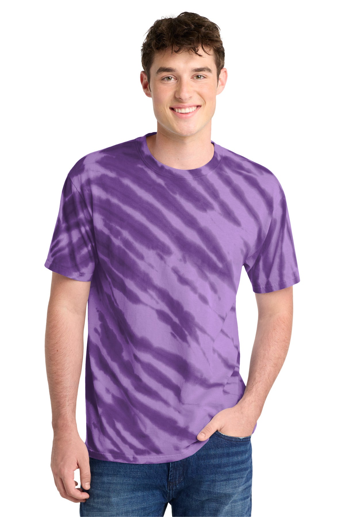 Port & Co Men's   Tiger Stripe Tie-Dye Tee