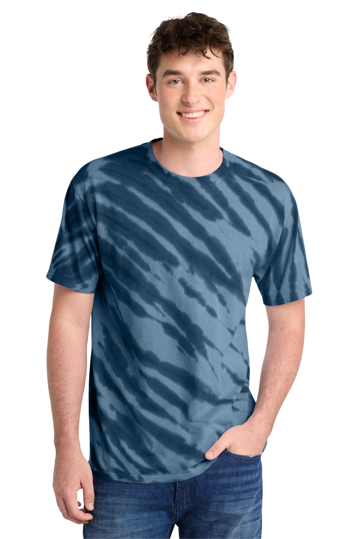 Port & Co Men's   Tiger Stripe Tie-Dye Tee