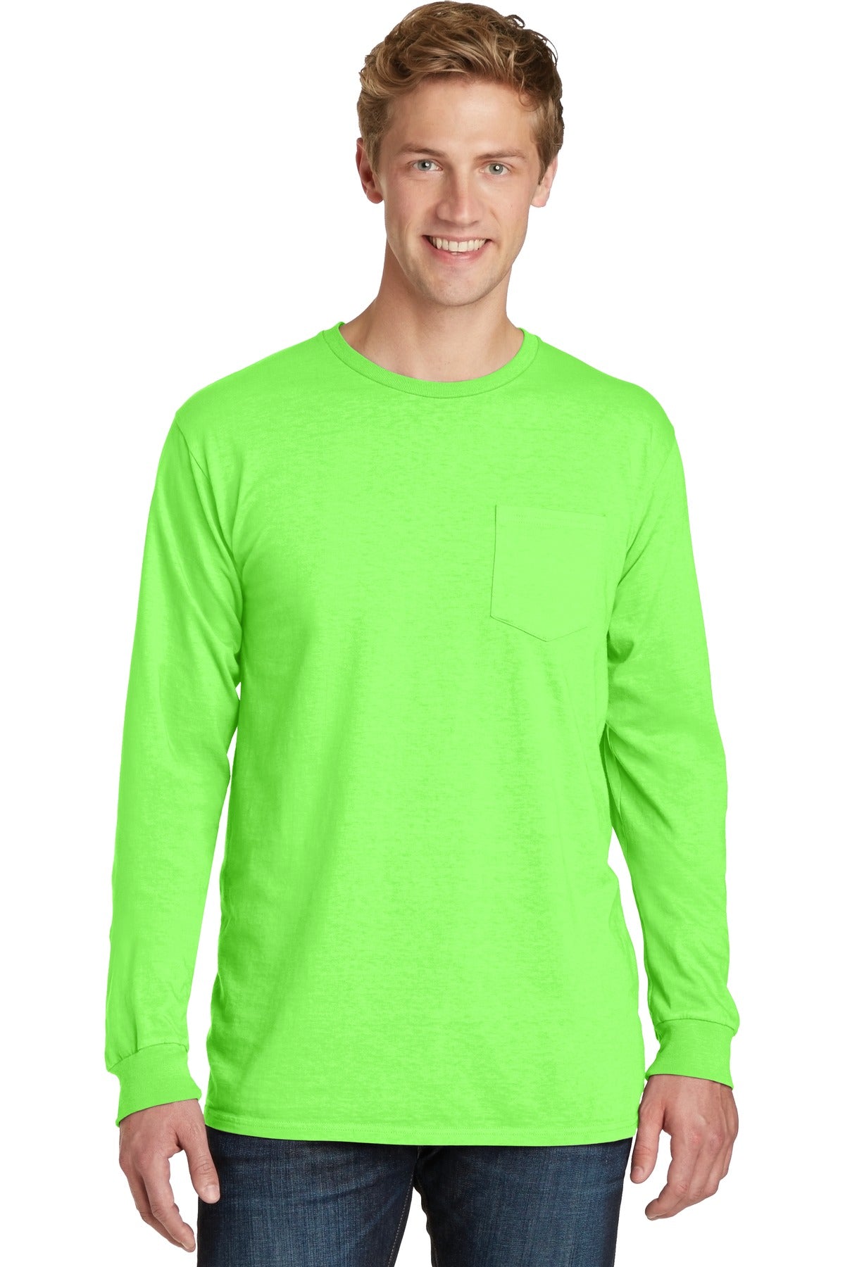 Port & Co Men’s   Beach Wash   Garment-Dyed Long Sleeve Pocket Tee  PC099LSP