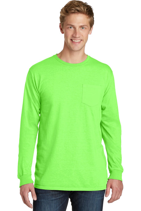 Port & Co Men’s   Beach Wash   Garment-Dyed Long Sleeve Pocket Tee  PC099LSP
