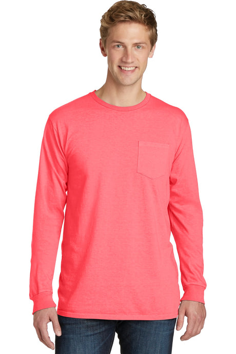 Port & Co Men’s   Beach Wash   Garment-Dyed Long Sleeve Pocket Tee  PC099LSP