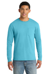 Port & Co Men’s   Beach Wash   Garment-Dyed Long Sleeve Pocket Tee  PC099LSP