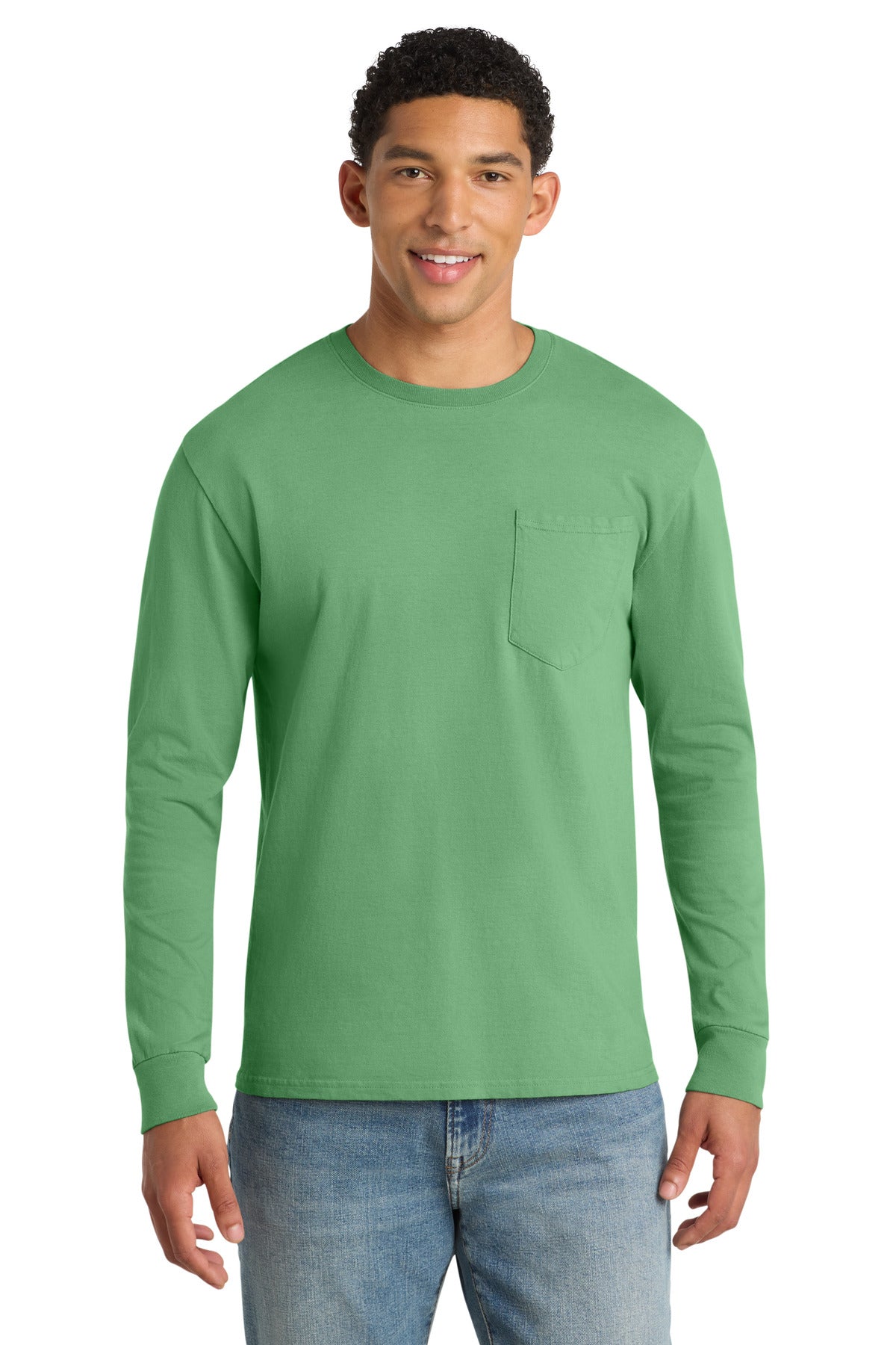 Port & Co Men’s   Beach Wash   Garment-Dyed Long Sleeve Pocket Tee  PC099LSP