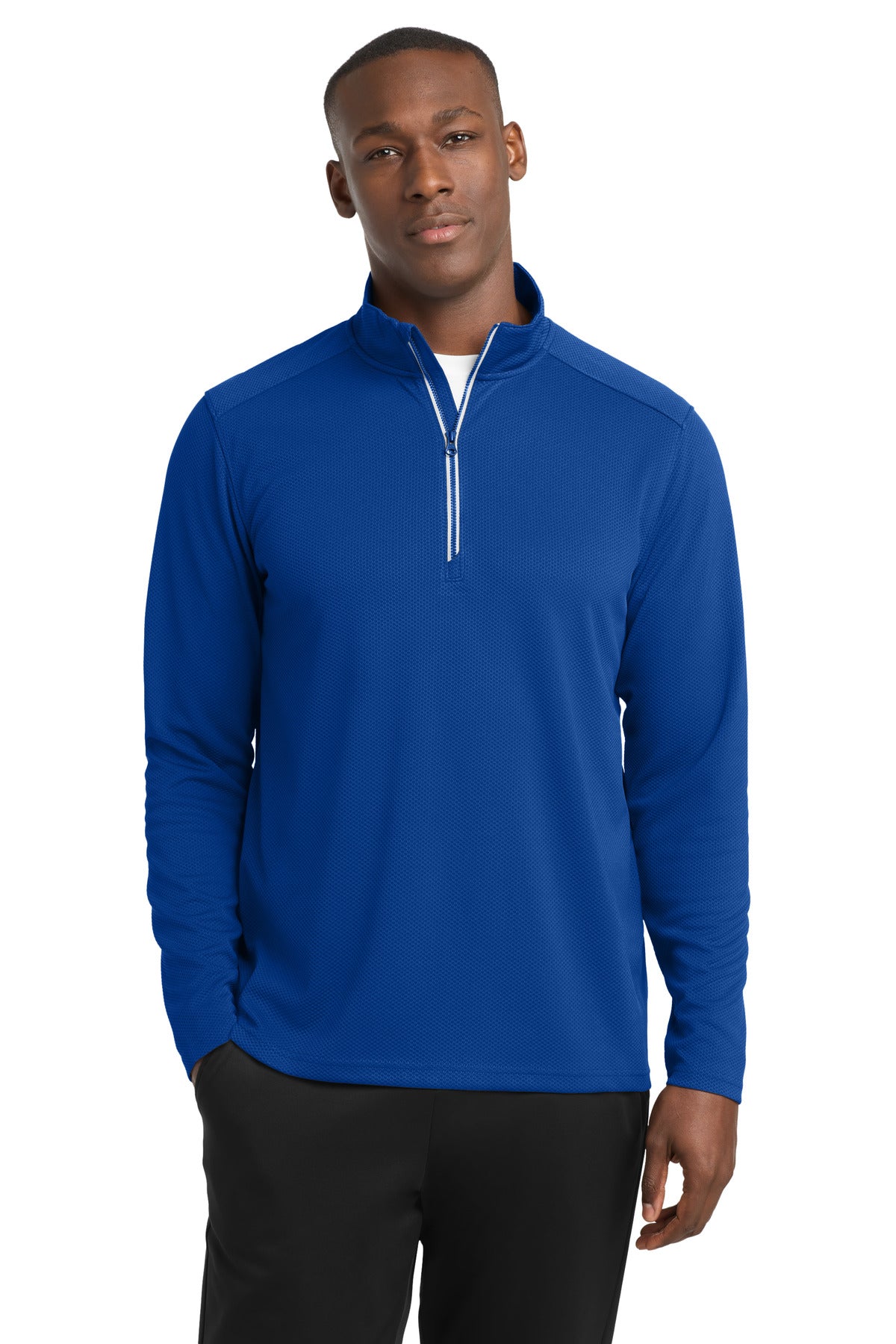Sport-Tek Men's   Sport-Wick   Textured 1/4-Zip Pullover
