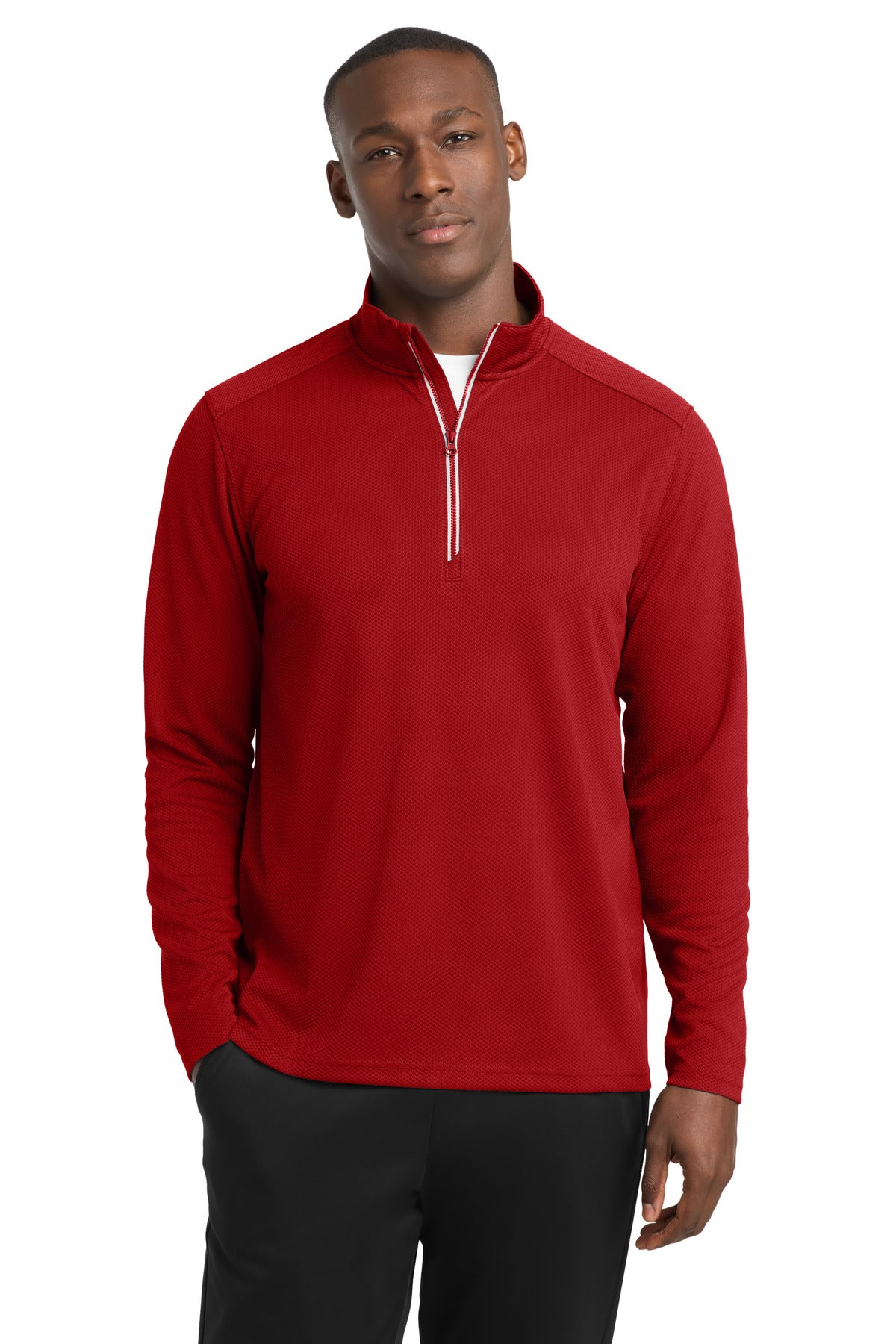 Sport-Tek Men's   Sport-Wick   Textured 1/4-Zip Pullover