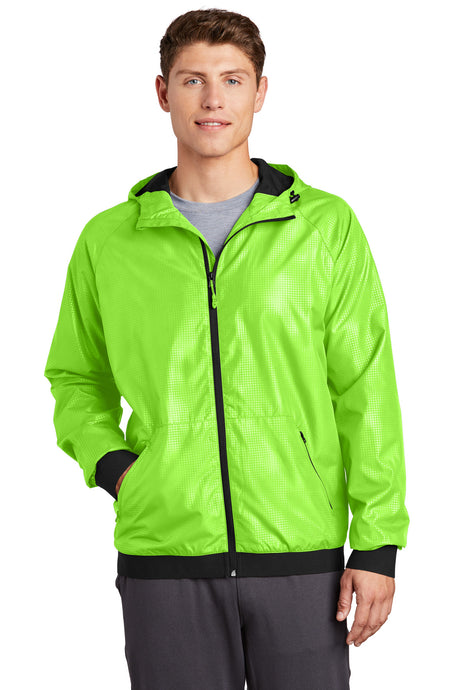 Sport-Tek Men's   Embossed Hooded Wind Jacket
