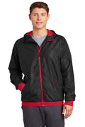 Sport-Tek Men's   Embossed Hooded Wind Jacket