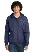 Sport-Tek Men's   Embossed Hooded Wind Jacket