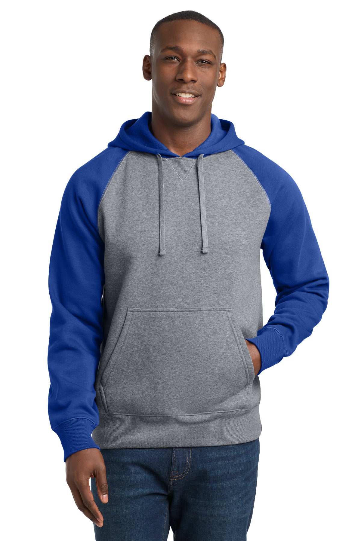 Sport-Tek Men's   Raglan Colorblock Pullover Hooded Sweatshirt