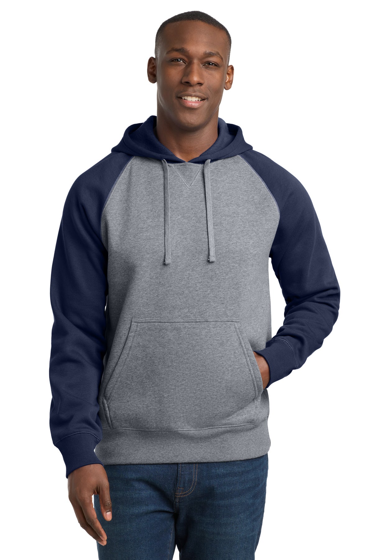 Sport-Tek Men's   Raglan Colorblock Pullover Hooded Sweatshirt