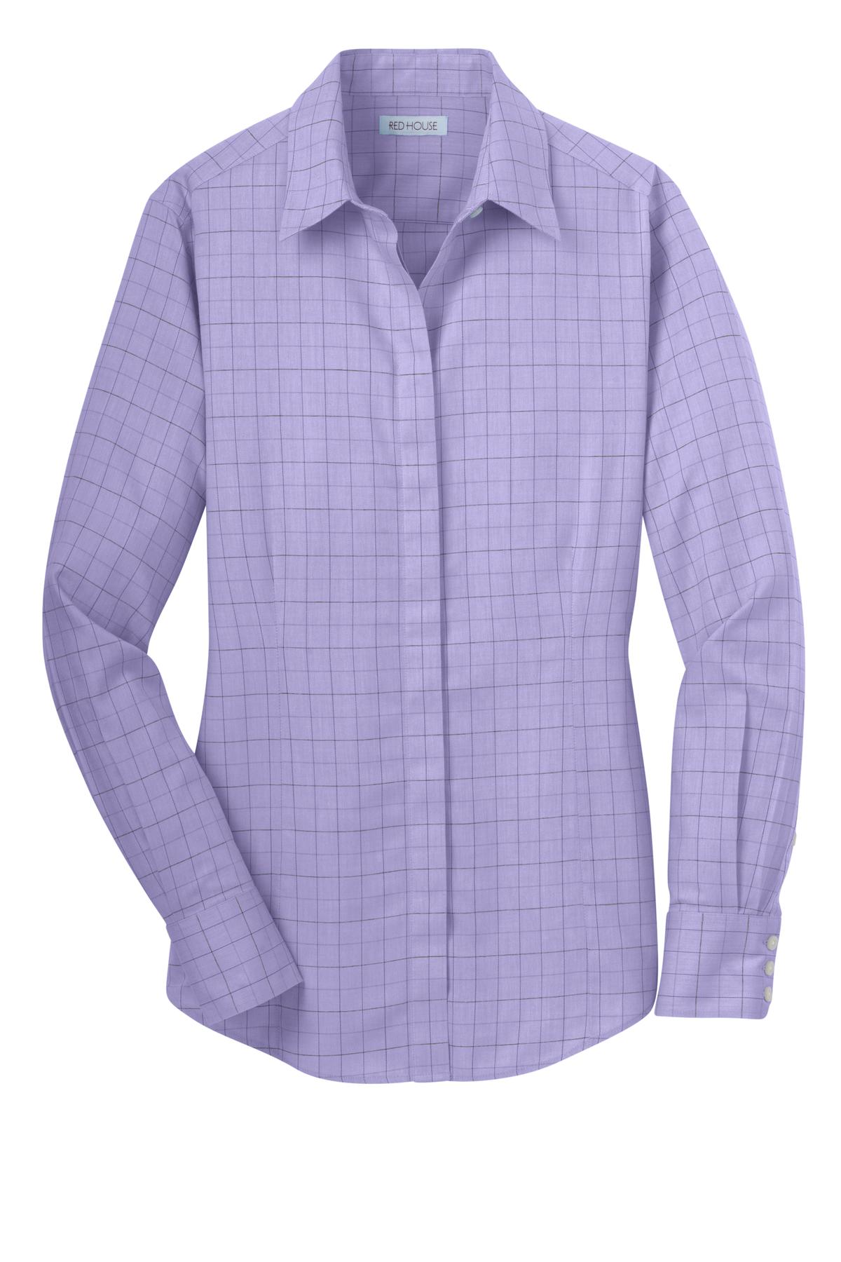 Red House Women's   Windowpane Plaid Non-Iron Shirt-3