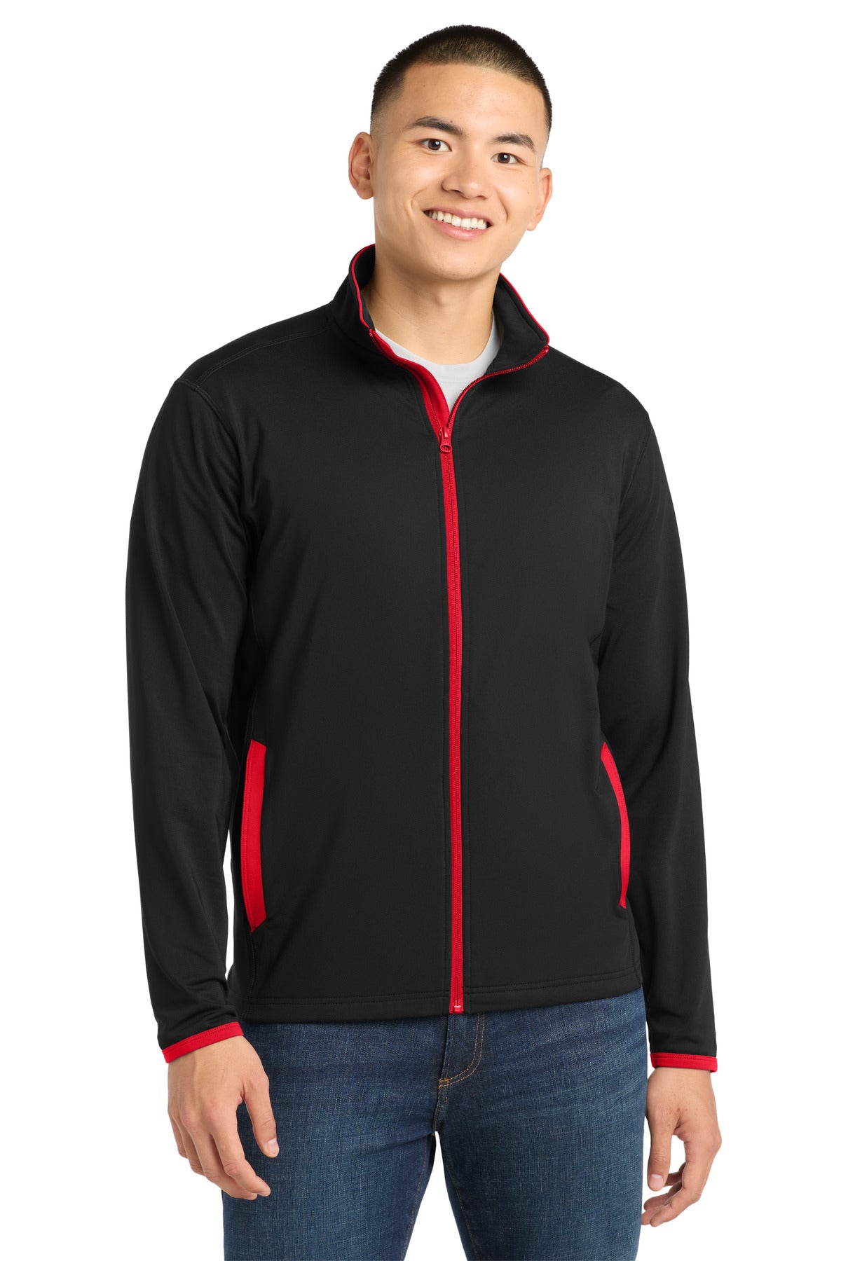 Sport-Tek Men's   Sport-Wick   Stretch Contrast Full-Zip Jacket