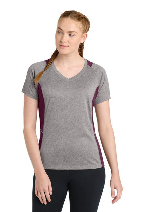 Sport-Tek Women's   Heather Colorblock Contender   V-Neck Tee