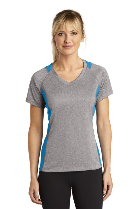 Sport-Tek Women's   Heather Colorblock Contender   V-Neck Tee