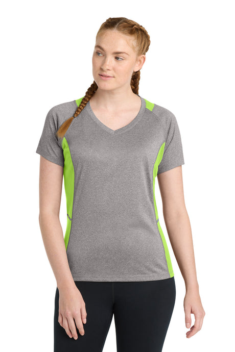 Sport-Tek Women's   Heather Colorblock Contender   V-Neck Tee
