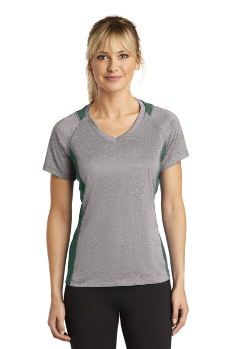 Sport-Tek Women's   Heather Colorblock Contender   V-Neck Tee