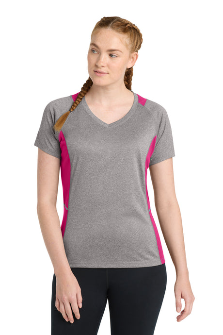 Sport-Tek Women's   Heather Colorblock Contender   V-Neck Tee
