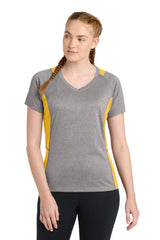 Sport-Tek Women's   Heather Colorblock Contender   V-Neck Tee
