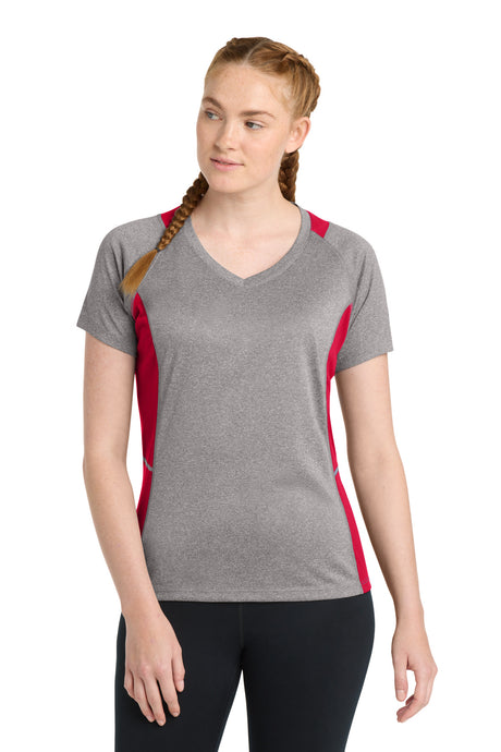 Sport-Tek Women's   Heather Colorblock Contender   V-Neck Tee