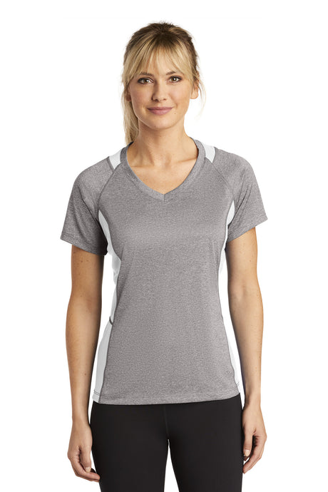 Sport-Tek Women's   Heather Colorblock Contender   V-Neck Tee