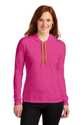 Anvil Women's   100% Combed Ring Spun Cotton Long Sleeve Hooded T-Shirt-1