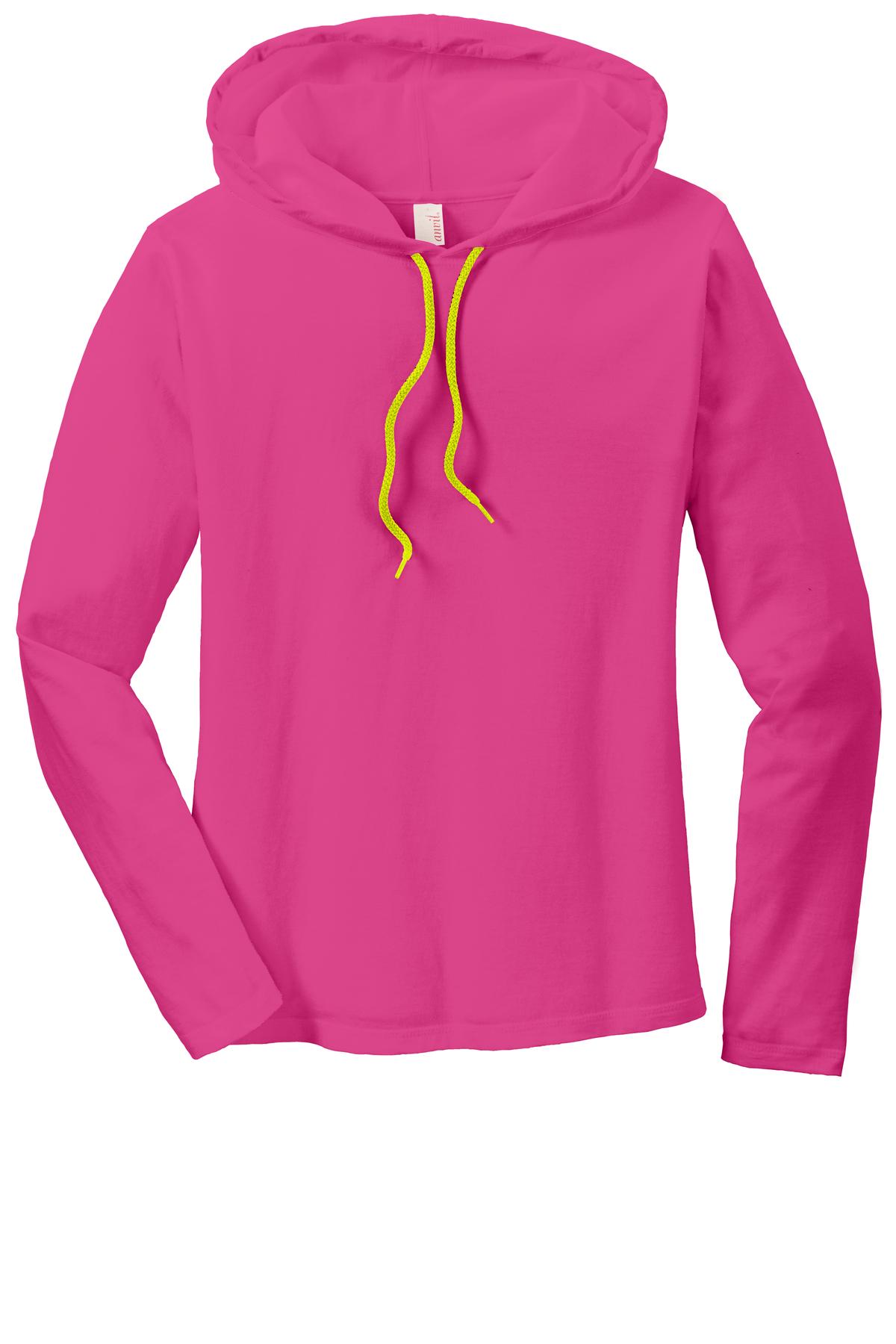 Anvil Women's   100% Combed Ring Spun Cotton Long Sleeve Hooded T-Shirt-3