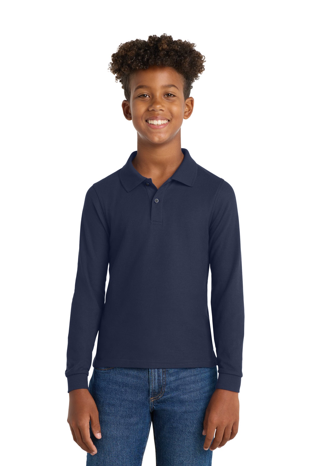 Port Authority Youth   Long Sleeve Silk Touch Polo