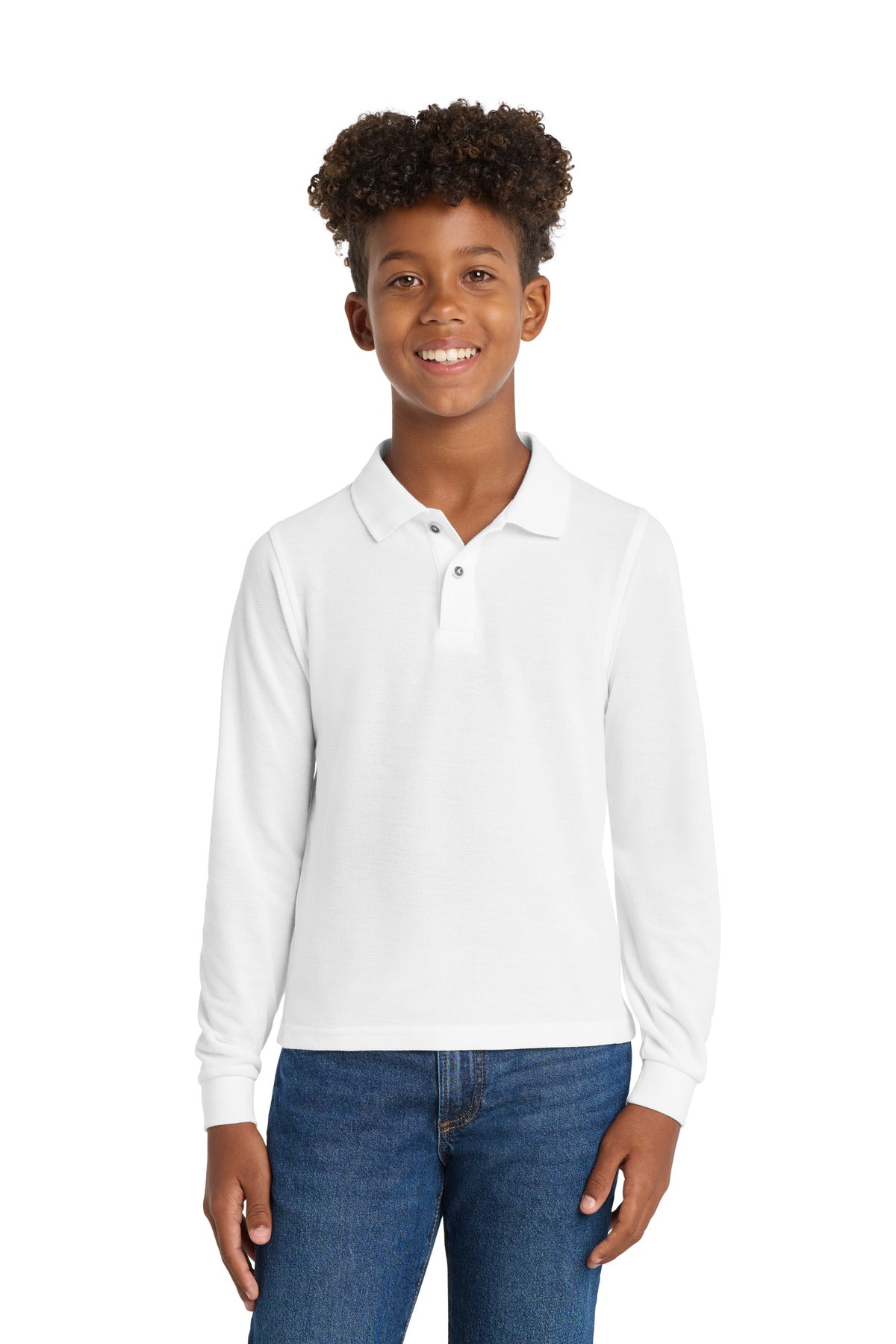 Port Authority Youth   Long Sleeve Silk Touch Polo