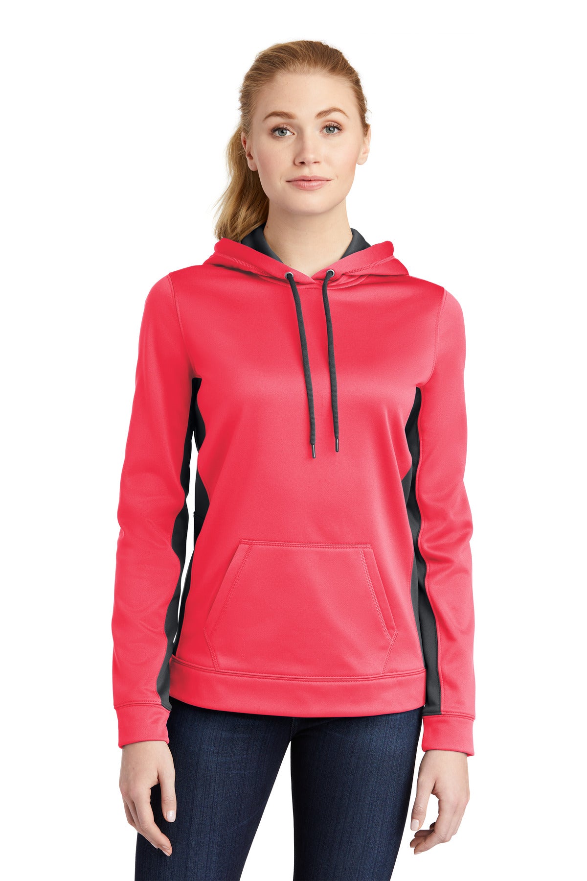 Sport-Tek Women's   Sport-Wick   Fleece Colorblock Hooded Pullover