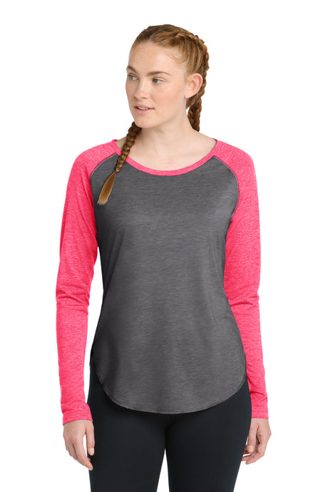 Sport-Tek Women's    PosiCharge    Long Sleeve Tri-Blend Wicking Scoop Neck Raglan Tee LST400LS