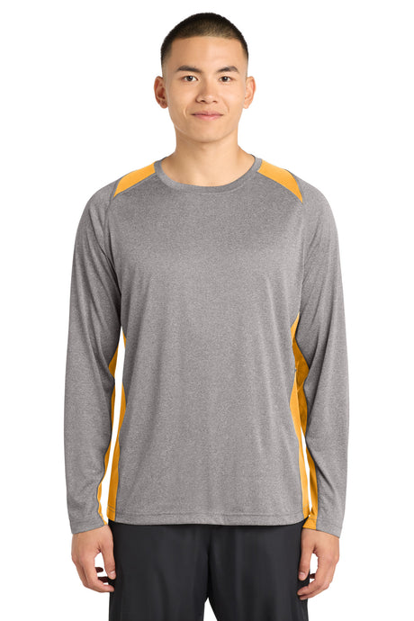 Sport-Tek Men's   Long Sleeve Heather Colorblock Contender   Tee