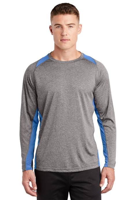 Sport-Tek Men's   Long Sleeve Heather Colorblock Contender   Tee