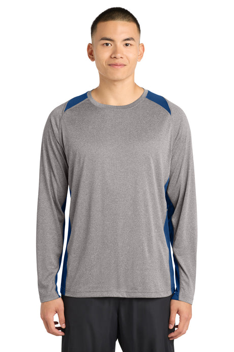 Sport-Tek Men's   Long Sleeve Heather Colorblock Contender   Tee
