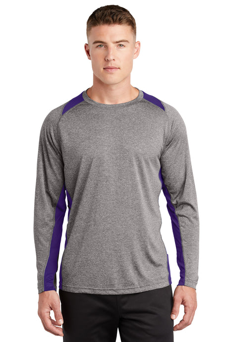 Sport-Tek Men's   Long Sleeve Heather Colorblock Contender   Tee