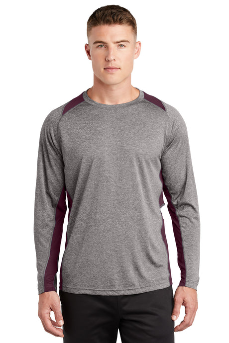 Sport-Tek Men's   Long Sleeve Heather Colorblock Contender   Tee