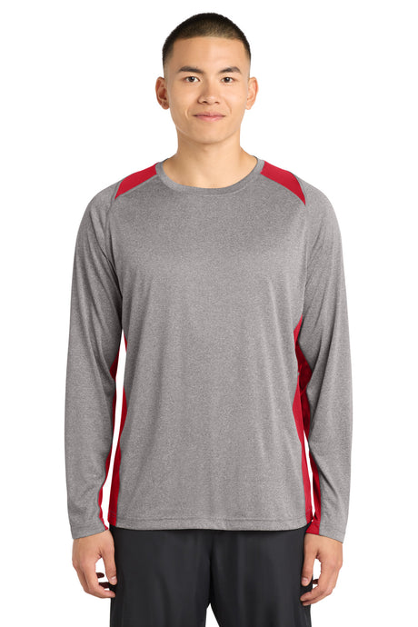 Sport-Tek Men's   Long Sleeve Heather Colorblock Contender   Tee